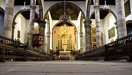 Interior of an old Spanish colonial style church in Canary islands photo