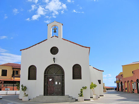 White colonial style church in Tenerife tourist resort Canary islands photo